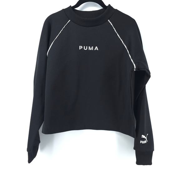 Puma Black Long Sleeve XTG Crew Neck Boxy Fit Athleisure Raglan Pullover M - Picture 1 of 11